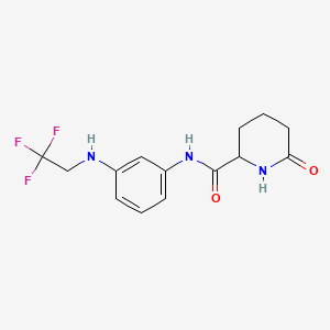 molecular formula C14H16F3N3O2 B6977055 6-oxo-N-[3-(2,2,2-trifluoroethylamino)phenyl]piperidine-2-carboxamide 