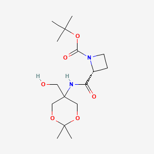 molecular formula C16H28N2O6 B6977071 tert-butyl (2R)-2-[[5-(hydroxymethyl)-2,2-dimethyl-1,3-dioxan-5-yl]carbamoyl]azetidine-1-carboxylate 