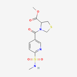 molecular formula C12H15N3O5S2 B6977076 Methyl 3-[6-(methylsulfamoyl)pyridine-3-carbonyl]-1,3-thiazolidine-4-carboxylate 