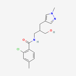 molecular formula C16H20ClN3O2 B6977119 2-chloro-N-[2-(hydroxymethyl)-3-(1-methylpyrazol-4-yl)propyl]-4-methylbenzamide 