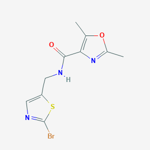 molecular formula C10H10BrN3O2S B6977121 N-[(2-bromo-1,3-thiazol-5-yl)methyl]-2,5-dimethyl-1,3-oxazole-4-carboxamide 