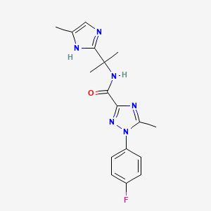 molecular formula C17H19FN6O B6977166 1-(4-fluorophenyl)-5-methyl-N-[2-(5-methyl-1H-imidazol-2-yl)propan-2-yl]-1,2,4-triazole-3-carboxamide 