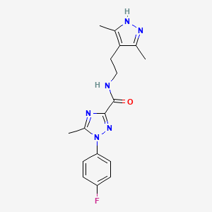 molecular formula C17H19FN6O B6977180 N-[2-(3,5-dimethyl-1H-pyrazol-4-yl)ethyl]-1-(4-fluorophenyl)-5-methyl-1,2,4-triazole-3-carboxamide 