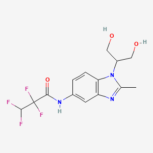 molecular formula C14H15F4N3O3 B6977191 N-[1-(1,3-dihydroxypropan-2-yl)-2-methylbenzimidazol-5-yl]-2,2,3,3-tetrafluoropropanamide 