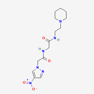 molecular formula C14H22N6O4 B6977197 2-[[2-(4-nitropyrazol-1-yl)acetyl]amino]-N-(2-piperidin-1-ylethyl)acetamide 