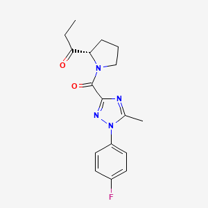 molecular formula C17H19FN4O2 B6977228 1-[(2S)-1-[1-(4-fluorophenyl)-5-methyl-1,2,4-triazole-3-carbonyl]pyrrolidin-2-yl]propan-1-one 