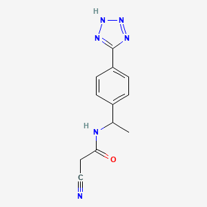 molecular formula C12H12N6O B6977292 2-cyano-N-[1-[4-(2H-tetrazol-5-yl)phenyl]ethyl]acetamide 