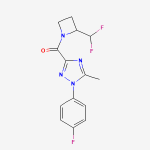 molecular formula C14H13F3N4O B6977339 [2-(Difluoromethyl)azetidin-1-yl]-[1-(4-fluorophenyl)-5-methyl-1,2,4-triazol-3-yl]methanone 