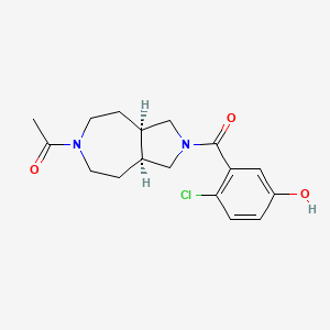 molecular formula C17H21ClN2O3 B6977352 1-[(3aR,8aS)-2-(2-chloro-5-hydroxybenzoyl)-1,3,3a,4,5,7,8,8a-octahydropyrrolo[3,4-d]azepin-6-yl]ethanone 