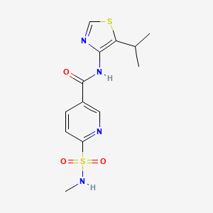 molecular formula C13H16N4O3S2 B6977405 6-(methylsulfamoyl)-N-(5-propan-2-yl-1,3-thiazol-4-yl)pyridine-3-carboxamide 