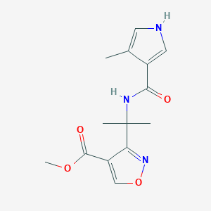 molecular formula C14H17N3O4 B6977417 methyl 3-[2-[(4-methyl-1H-pyrrole-3-carbonyl)amino]propan-2-yl]-1,2-oxazole-4-carboxylate 