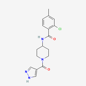 2-chloro-4-methyl-N-[1-(1H-pyrazole-4-carbonyl)piperidin-4-yl]benzamide