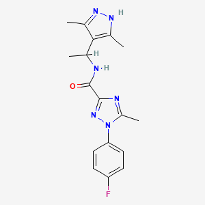 molecular formula C17H19FN6O B6977435 N-[1-(3,5-dimethyl-1H-pyrazol-4-yl)ethyl]-1-(4-fluorophenyl)-5-methyl-1,2,4-triazole-3-carboxamide 