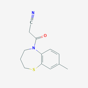 molecular formula C13H14N2OS B6977442 3-(8-methyl-3,4-dihydro-2H-1,5-benzothiazepin-5-yl)-3-oxopropanenitrile 