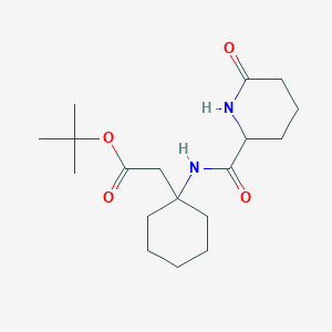 molecular formula C18H30N2O4 B6977453 Tert-butyl 2-[1-[(6-oxopiperidine-2-carbonyl)amino]cyclohexyl]acetate 