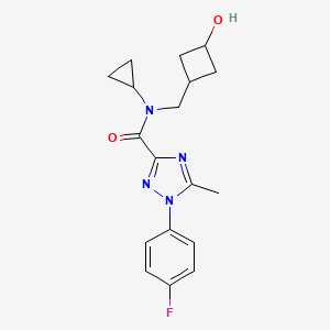 molecular formula C18H21FN4O2 B6977516 N-cyclopropyl-1-(4-fluorophenyl)-N-[(3-hydroxycyclobutyl)methyl]-5-methyl-1,2,4-triazole-3-carboxamide 