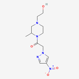 molecular formula C12H19N5O4 B6977572 1-[4-(2-Hydroxyethyl)-2-methylpiperazin-1-yl]-2-(4-nitropyrazol-1-yl)ethanone 