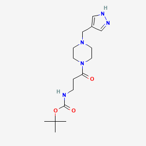 tert-butyl N-[3-oxo-3-[4-(1H-pyrazol-4-ylmethyl)piperazin-1-yl]propyl]carbamate