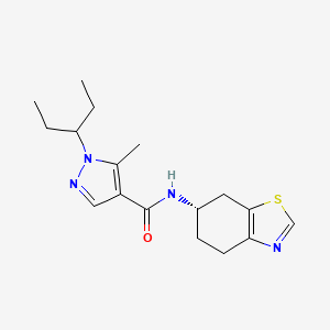 molecular formula C17H24N4OS B6977614 5-methyl-1-pentan-3-yl-N-[(6S)-4,5,6,7-tetrahydro-1,3-benzothiazol-6-yl]pyrazole-4-carboxamide 