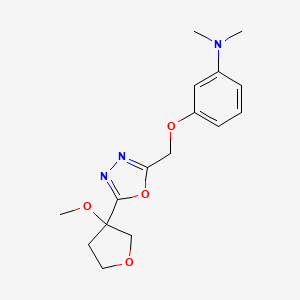 molecular formula C16H21N3O4 B6977621 3-[[5-(3-methoxyoxolan-3-yl)-1,3,4-oxadiazol-2-yl]methoxy]-N,N-dimethylaniline 