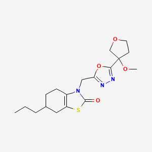 3-[[5-(3-Methoxyoxolan-3-yl)-1,3,4-oxadiazol-2-yl]methyl]-6-propyl-4,5,6,7-tetrahydro-1,3-benzothiazol-2-one