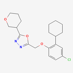 2-[(4-Chloro-2-cyclohexylphenoxy)methyl]-5-(oxan-3-yl)-1,3,4-oxadiazole