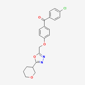 (4-Chlorophenyl)-[4-[[5-(oxan-3-yl)-1,3,4-oxadiazol-2-yl]methoxy]phenyl]methanone