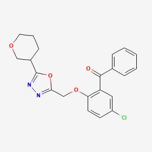 molecular formula C21H19ClN2O4 B6977640 [5-Chloro-2-[[5-(oxan-3-yl)-1,3,4-oxadiazol-2-yl]methoxy]phenyl]-phenylmethanone 