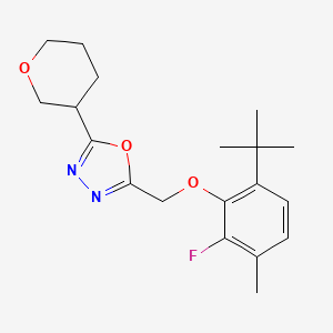 2-[(6-Tert-butyl-2-fluoro-3-methylphenoxy)methyl]-5-(oxan-3-yl)-1,3,4-oxadiazole