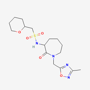 N-[1-[(3-methyl-1,2,4-oxadiazol-5-yl)methyl]-2-oxoazepan-3-yl]-1-(oxan-2-yl)methanesulfonamide