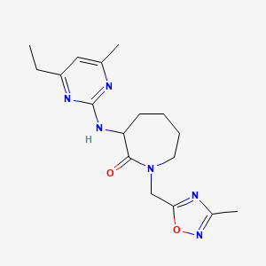 3-[(4-Ethyl-6-methylpyrimidin-2-yl)amino]-1-[(3-methyl-1,2,4-oxadiazol-5-yl)methyl]azepan-2-one