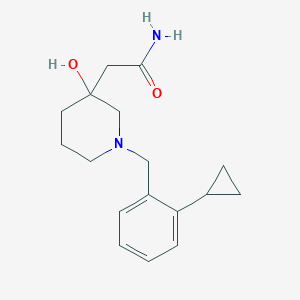 molecular formula C17H24N2O2 B6977685 2-[1-[(2-Cyclopropylphenyl)methyl]-3-hydroxypiperidin-3-yl]acetamide 