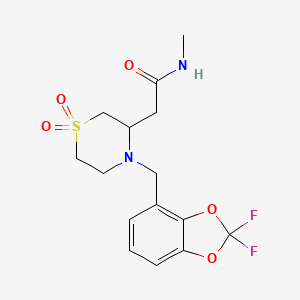 2-[4-[(2,2-difluoro-1,3-benzodioxol-4-yl)methyl]-1,1-dioxo-1,4-thiazinan-3-yl]-N-methylacetamide