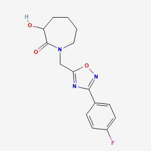 molecular formula C15H16FN3O3 B6977699 1-[[3-(4-Fluorophenyl)-1,2,4-oxadiazol-5-yl]methyl]-3-hydroxyazepan-2-one 