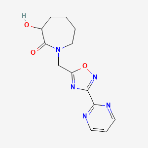 molecular formula C13H15N5O3 B6977707 3-Hydroxy-1-[(3-pyrimidin-2-yl-1,2,4-oxadiazol-5-yl)methyl]azepan-2-one 