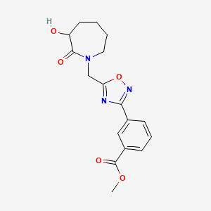 molecular formula C17H19N3O5 B6977713 Methyl 3-[5-[(3-hydroxy-2-oxoazepan-1-yl)methyl]-1,2,4-oxadiazol-3-yl]benzoate 