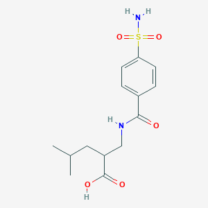 molecular formula C14H20N2O5S B6977717 4-Methyl-2-[[(4-sulfamoylbenzoyl)amino]methyl]pentanoic acid 