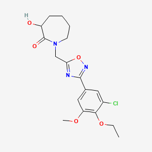 molecular formula C18H22ClN3O5 B6977736 1-[[3-(3-Chloro-4-ethoxy-5-methoxyphenyl)-1,2,4-oxadiazol-5-yl]methyl]-3-hydroxyazepan-2-one 