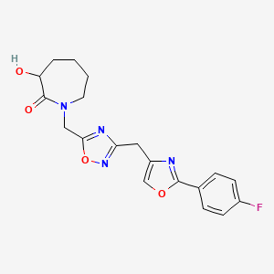 molecular formula C19H19FN4O4 B6977740 1-[[3-[[2-(4-Fluorophenyl)-1,3-oxazol-4-yl]methyl]-1,2,4-oxadiazol-5-yl]methyl]-3-hydroxyazepan-2-one 