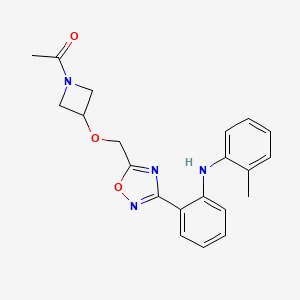 1-[3-[[3-[2-(2-Methylanilino)phenyl]-1,2,4-oxadiazol-5-yl]methoxy]azetidin-1-yl]ethanone