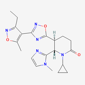 molecular formula C20H24N6O3 B6977774 (5S,6S)-1-cyclopropyl-5-[3-(3-ethyl-5-methyl-1,2-oxazol-4-yl)-1,2,4-oxadiazol-5-yl]-6-(1-methylimidazol-2-yl)piperidin-2-one 