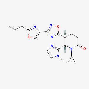 molecular formula C20H24N6O3 B6977776 (5S,6S)-1-cyclopropyl-6-(1-methylimidazol-2-yl)-5-[3-(2-propyl-1,3-oxazol-4-yl)-1,2,4-oxadiazol-5-yl]piperidin-2-one 