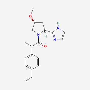 molecular formula C19H25N3O2 B6977807 2-(4-ethylphenyl)-1-[(2S,4R)-2-(1H-imidazol-2-yl)-4-methoxypyrrolidin-1-yl]propan-1-one 