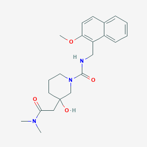 molecular formula C22H29N3O4 B6977850 3-[2-(dimethylamino)-2-oxoethyl]-3-hydroxy-N-[(2-methoxynaphthalen-1-yl)methyl]piperidine-1-carboxamide 