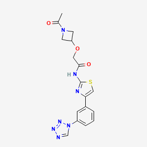 molecular formula C17H17N7O3S B6977856 2-(1-acetylazetidin-3-yl)oxy-N-[4-[3-(tetrazol-1-yl)phenyl]-1,3-thiazol-2-yl]acetamide 