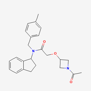 molecular formula C24H28N2O3 B6977905 2-(1-acetylazetidin-3-yl)oxy-N-(2,3-dihydro-1H-inden-1-yl)-N-[(4-methylphenyl)methyl]acetamide 