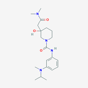 molecular formula C20H32N4O3 B6977948 3-[2-(dimethylamino)-2-oxoethyl]-3-hydroxy-N-[3-[methyl(propan-2-yl)amino]phenyl]piperidine-1-carboxamide 