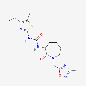 molecular formula C17H24N6O3S B6977954 1-(4-Ethyl-5-methyl-1,3-thiazol-2-yl)-3-[1-[(3-methyl-1,2,4-oxadiazol-5-yl)methyl]-2-oxoazepan-3-yl]urea 