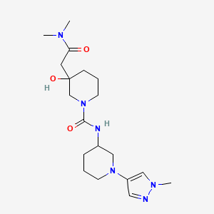 molecular formula C19H32N6O3 B6978021 3-[2-(dimethylamino)-2-oxoethyl]-3-hydroxy-N-[1-(1-methylpyrazol-4-yl)piperidin-3-yl]piperidine-1-carboxamide 