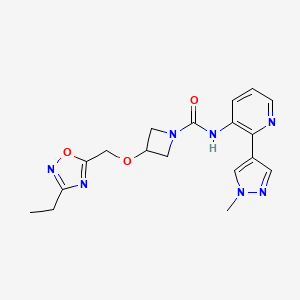 molecular formula C18H21N7O3 B6978041 3-[(3-ethyl-1,2,4-oxadiazol-5-yl)methoxy]-N-[2-(1-methylpyrazol-4-yl)pyridin-3-yl]azetidine-1-carboxamide 